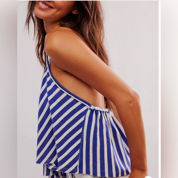Free People We The Free Coastal Town blue white sport combo Halter size large - Picture 4 of 4